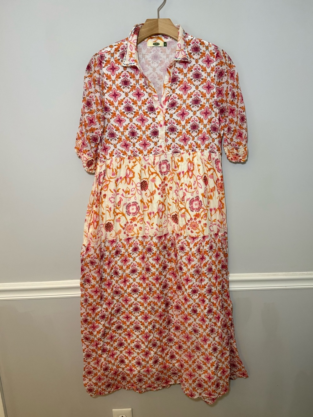 Dolma orange happy print light material maxi dress. S